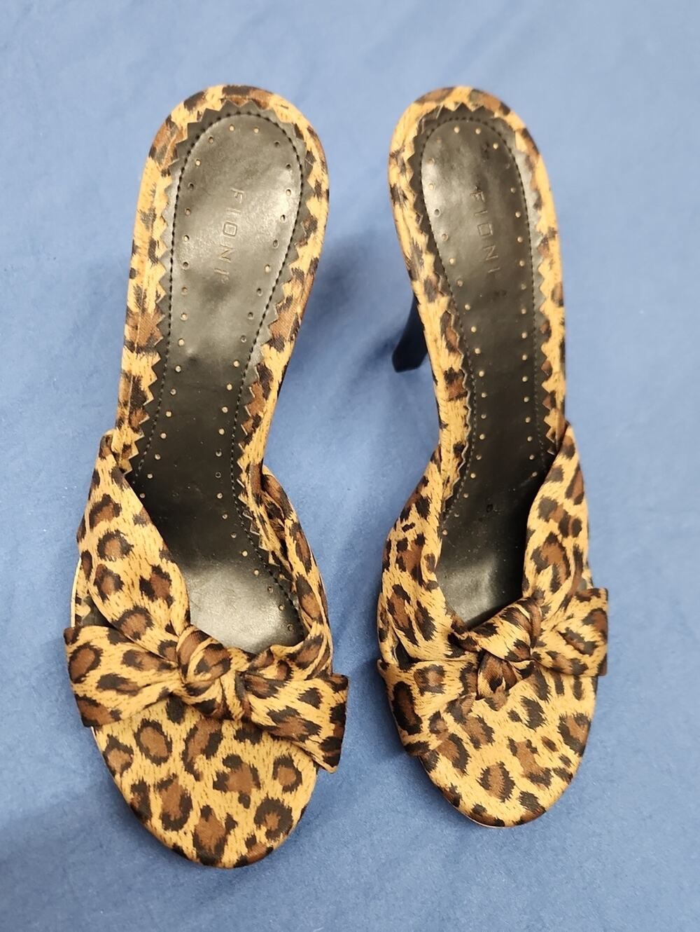 FIONI Clothing Leopard Print Knot Mules - Brown & Black